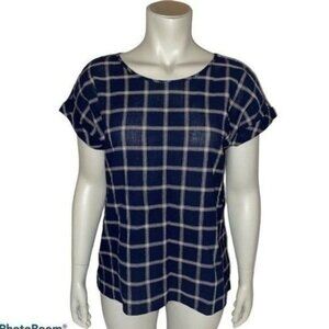 Christopher & Banks Blue Plaid Blouse